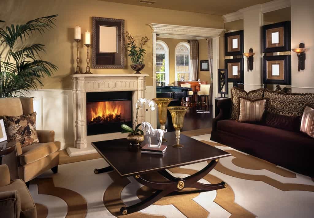 fireplace with decor pieces