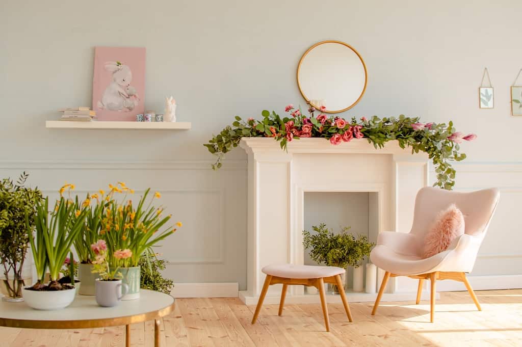 fireplace with indoor garden