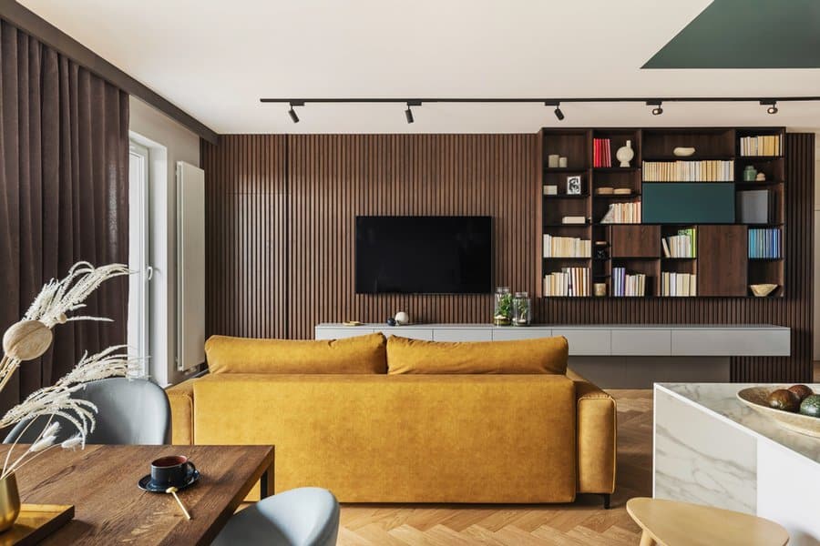 Creative,And,Modern,Vintage,Living,Room,Interior,Design,With,Yellow