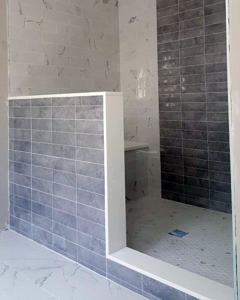 Half Wall Partition Doorless Walk In Shower Ideas