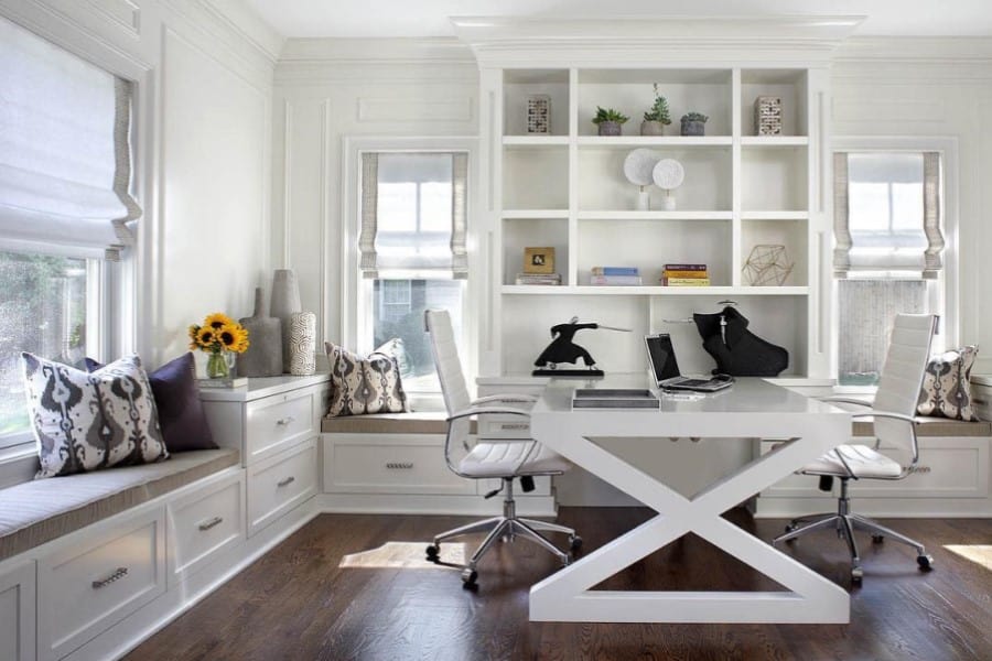White Modern Home Office Ideas -jenniferpaccainteriors