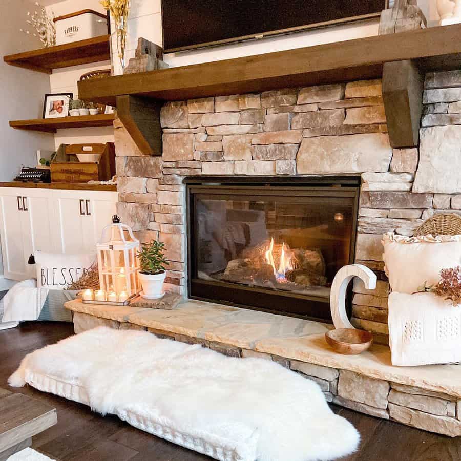 Stone Fireplace Hearth Ideas Cottagemillfarmhouse