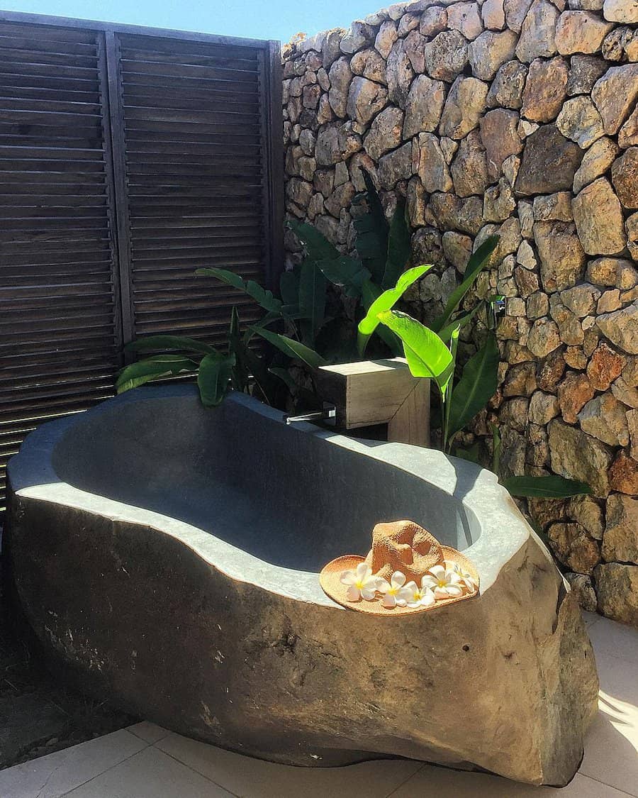 Stone Outdoor Bathroom Ideas Ministry Of Chic