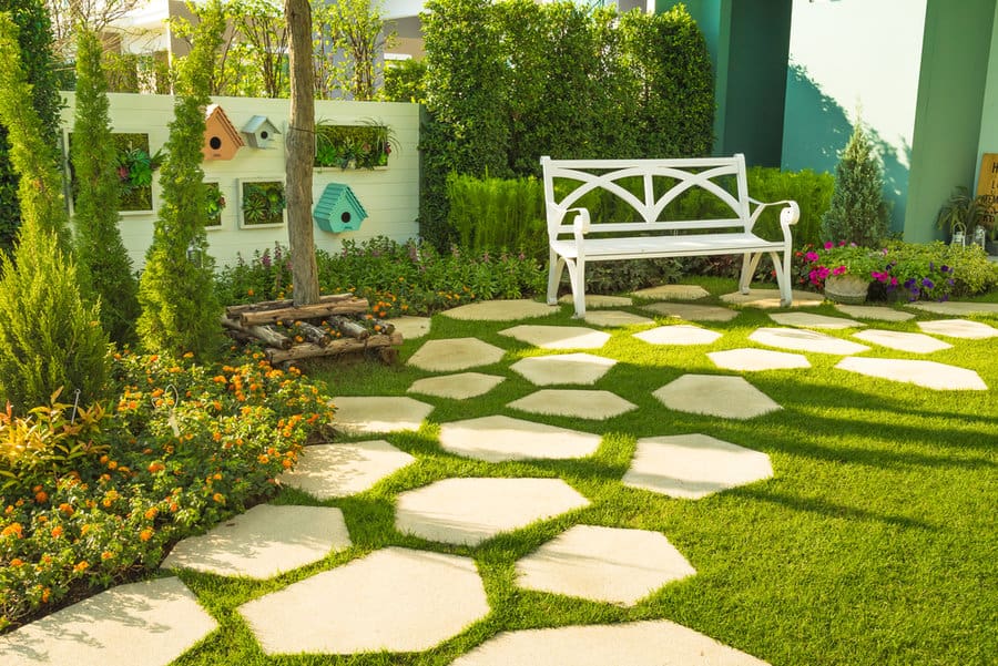 Stone Or Concrete Slab Garden Path Ideas