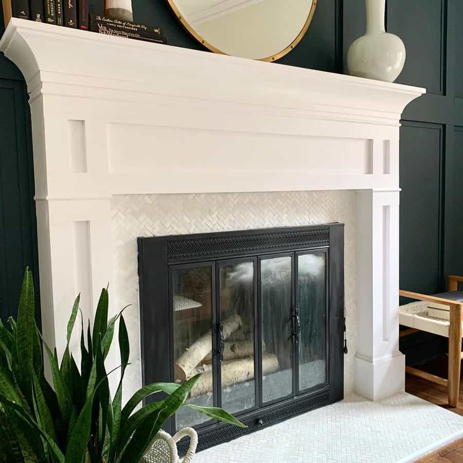 White Fireplace Hearth Ideas Noire Motif