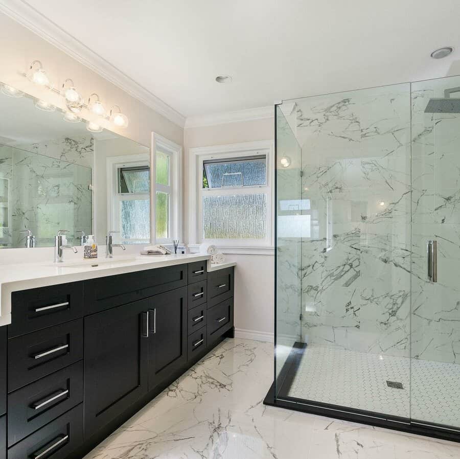 Marble Black And White Bathroom Ideas Kimberleannedesign