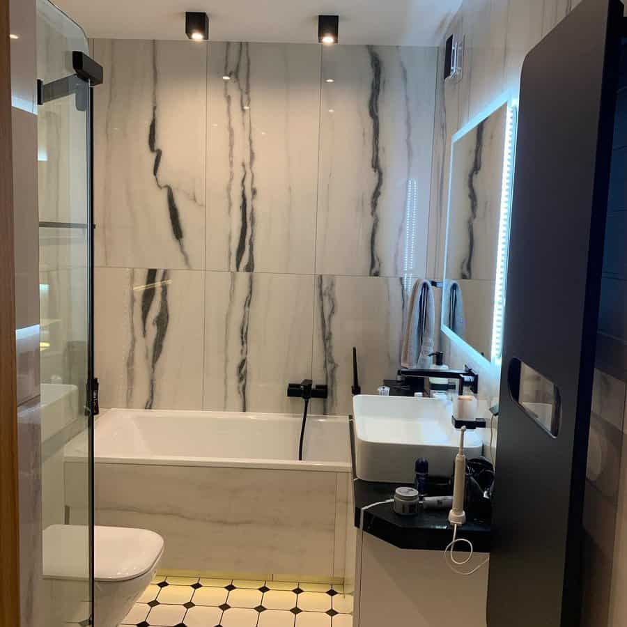 Marble Black And White Bathroom Ideas Takidom