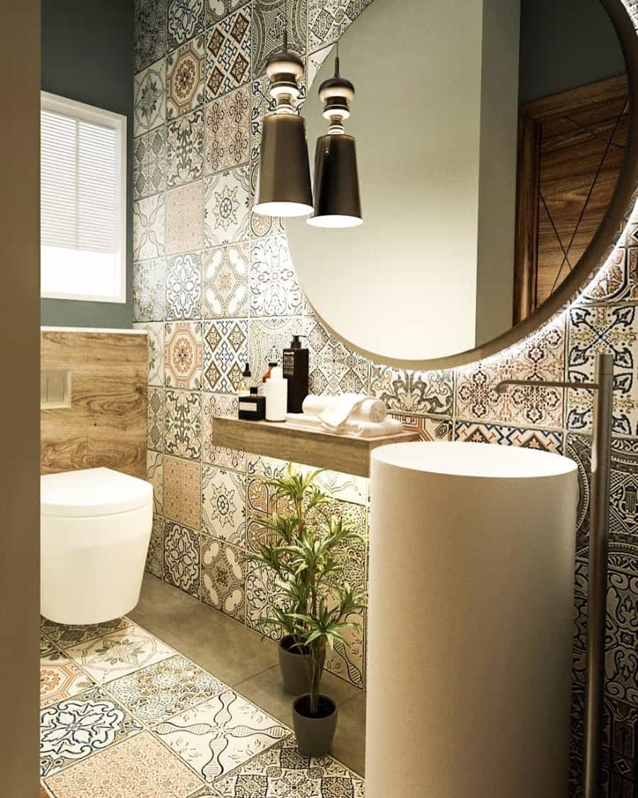 Pattern Bathroom Wall Ideas Mai Saad Designs