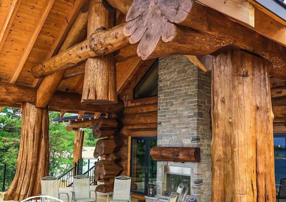 Rustic Covered Patio Ideas Lake Country Log Homes